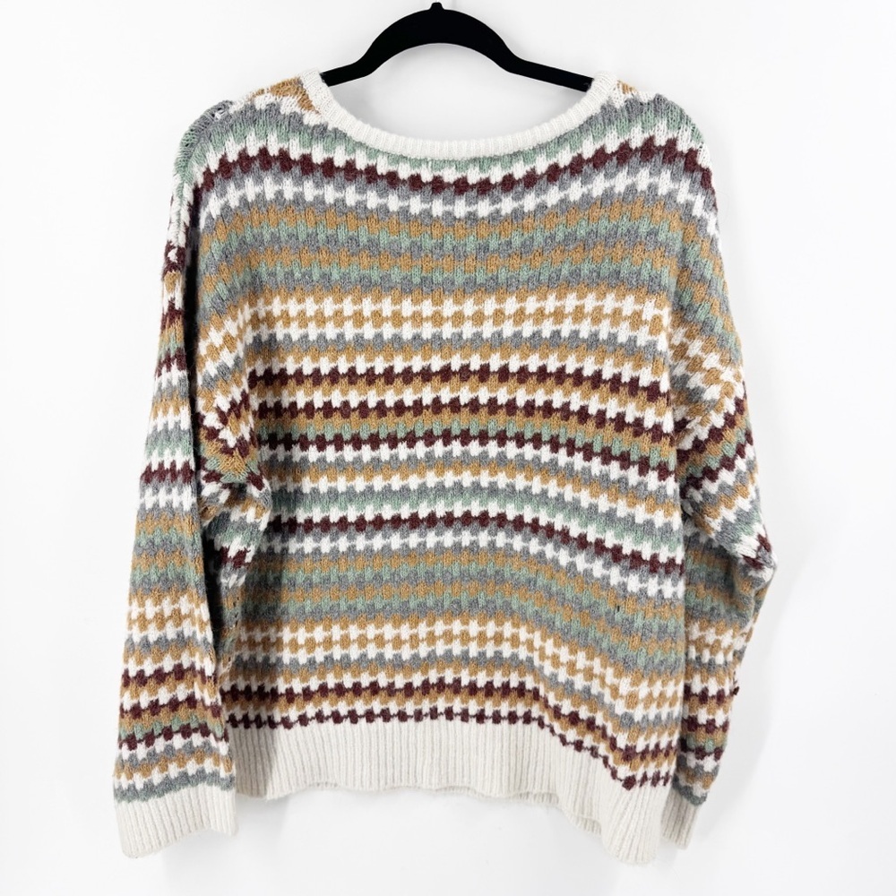 ✅ KNOX ROSE Striped Multicolor Women's Sweater SIZE X-LARGE SCOOP‎ NECK
